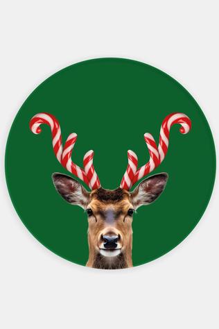 Kerst Accessoire Glass Serving Board. Ø 30 Cm. Candy Cane Antlers D