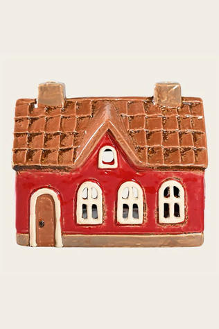 DET GAMLE APOTEK A/S Bougeoir Red House For T- Light, H 11Cm, W 14Cm, D 9Cm Red