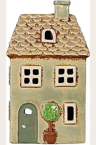 DET GAMLE APOTEK A/S Bougeoir Blue House For T- Light, H 13,5Cm, W 12Cm, D 7Cm, Blue