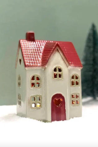 DET GAMLE APOTEK A/S Bougeoir Beige House For T- Light, H 15Cm, W 10Cm, D 8Cm, C Beige