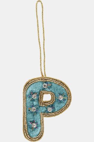Huis Accessoire Beaded Initial Ornament P