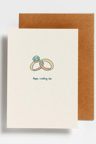 HELLO AUGUST Wenskaart - Happy Wedding Day Geen