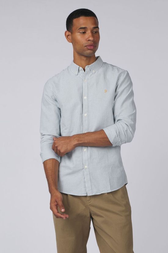 Farah Chemise Brewer Stripe Ls Bd Green Meadow Sp
