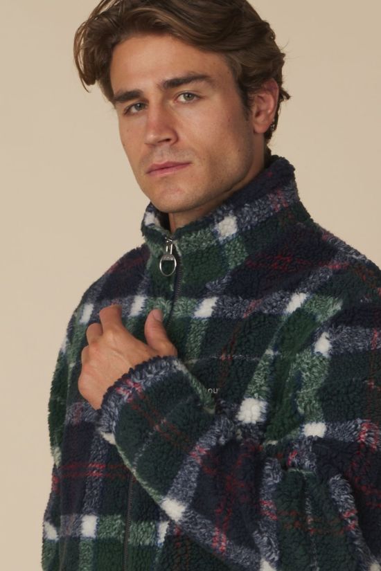 Barbour Fleece Tartan Fleece Zip Through Evergreen Tartan