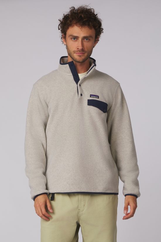 Patagonia Polaire Lw Synch Snap-T P/O Oatmeal Heather W/New Navy