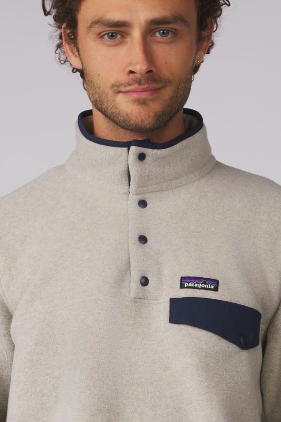 Patagonia Polaire Lw Synch Snap-T P/O Oatmeal Heather W/New Navy