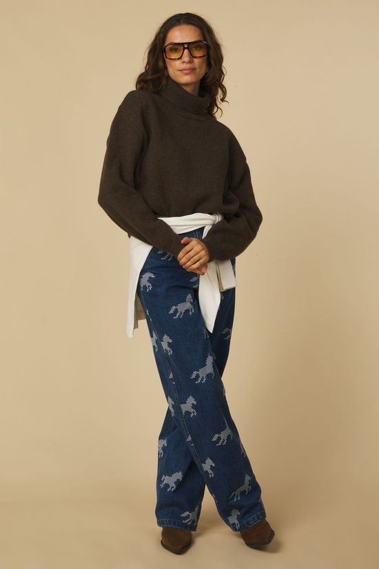 Colorful Standard Sous-Pull Women Merino Wool Turtle Neck Coffee Brown