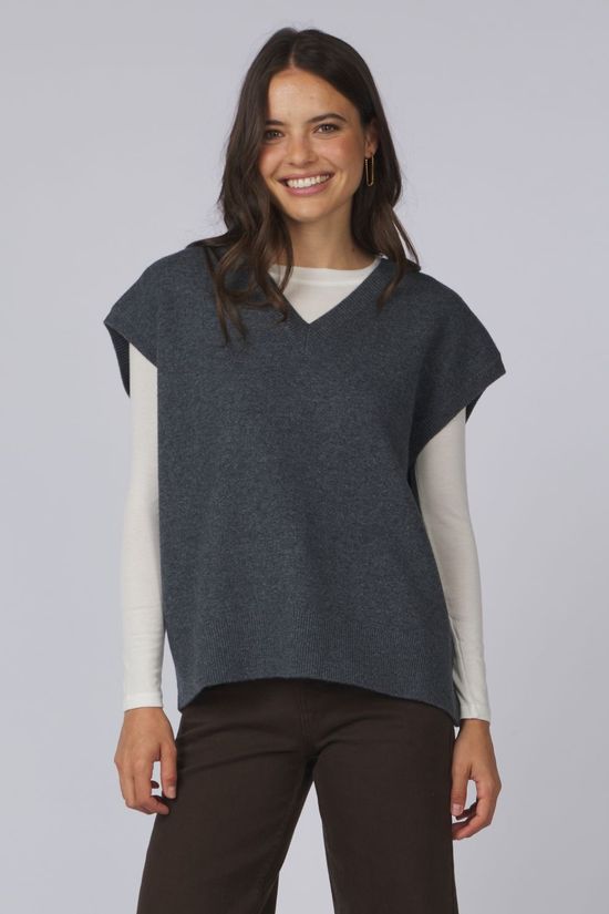 With Black Trui Cooperipover Dark Grey Melange