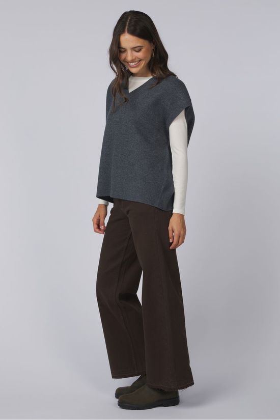With Black Trui Cooperipover Dark Grey Melange