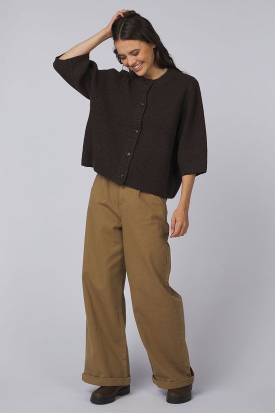 With Black Cardigan Vivianna Dark Brown
