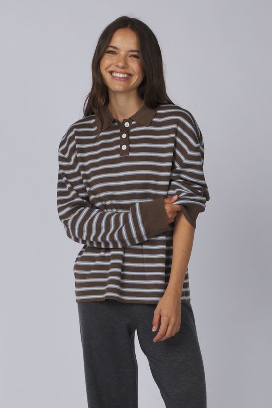 Boii Studios Trui Adanne Stripe Brown Blue