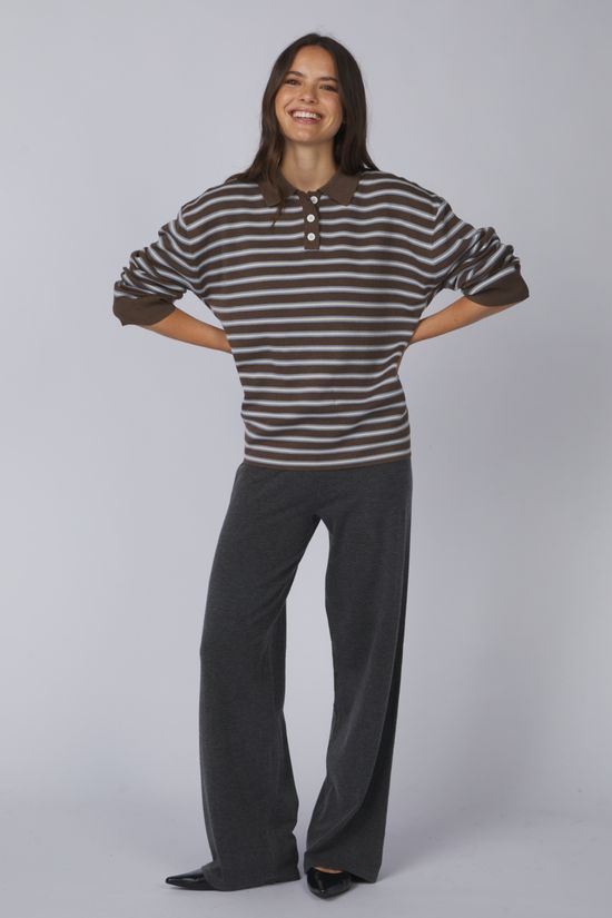Boii Studios Trui Adanne Stripe Brown Blue