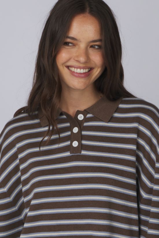 Boii Studios Trui Adanne Stripe Brown Blue