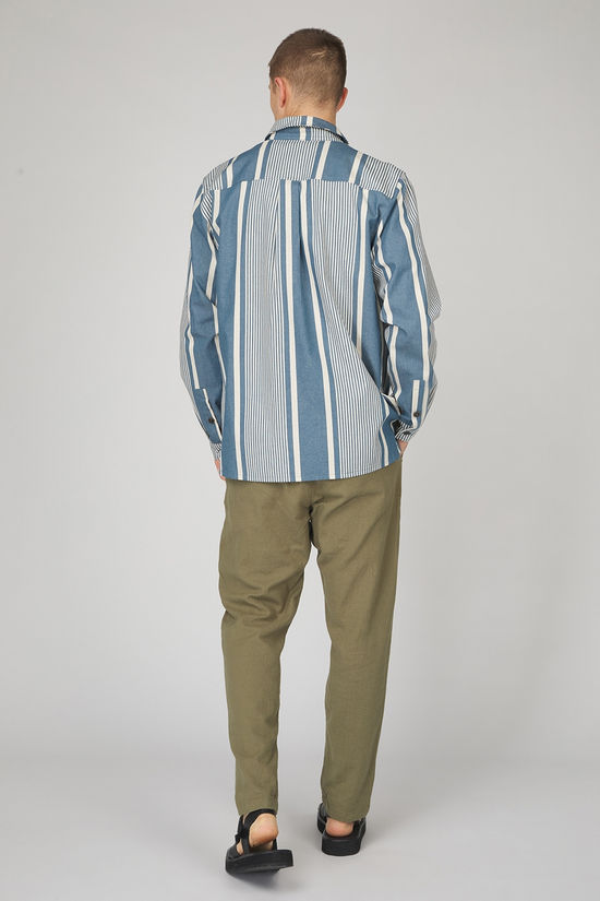 Anerkjendt Overhemd Oscar Striped Indian Teal