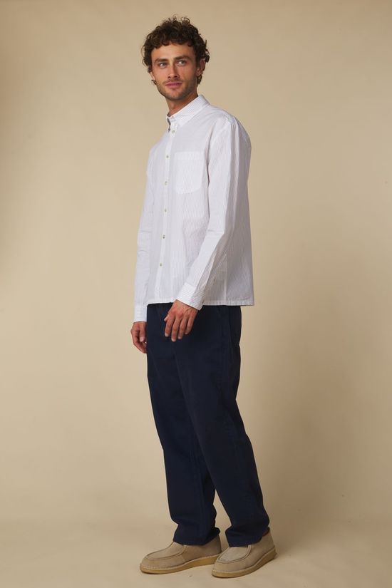 Anerkjendt Hemd Akotto Poplin Stripe Ls Shirt Bright White