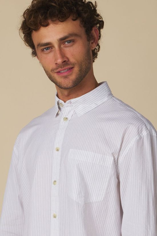 Anerkjendt Hemd Akotto Poplin Stripe Ls Shirt Bright White