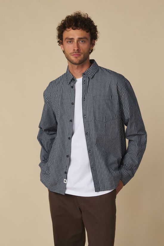 Anerkjendt Hemd Akotto Poplin Check Ls Shirt Sky Captain