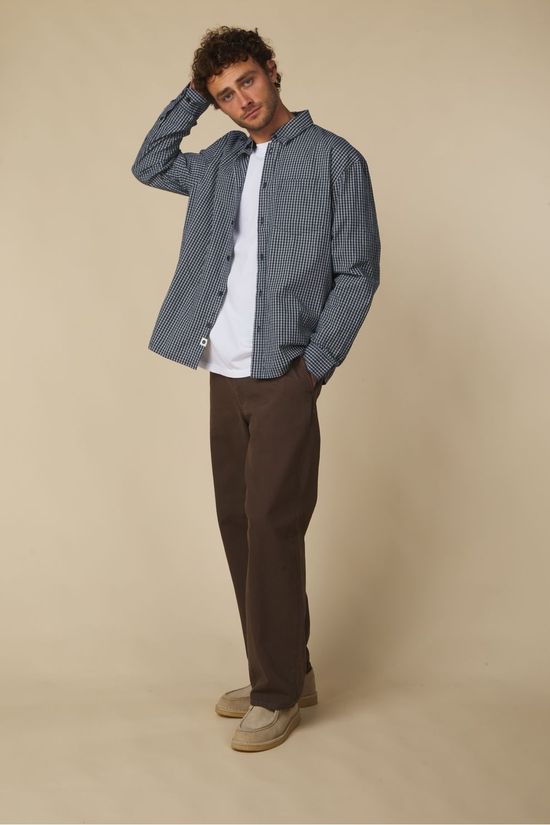 Anerkjendt Hemd Akotto Poplin Check Ls Shirt Sky Captain