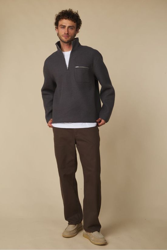 Anerkjendt Pull Aktoni Half Zip Boiled Wool Os Magnet