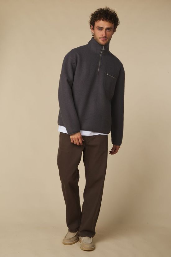 Anerkjendt Pull Aktoni Half Zip Boiled Wool Os Magnet