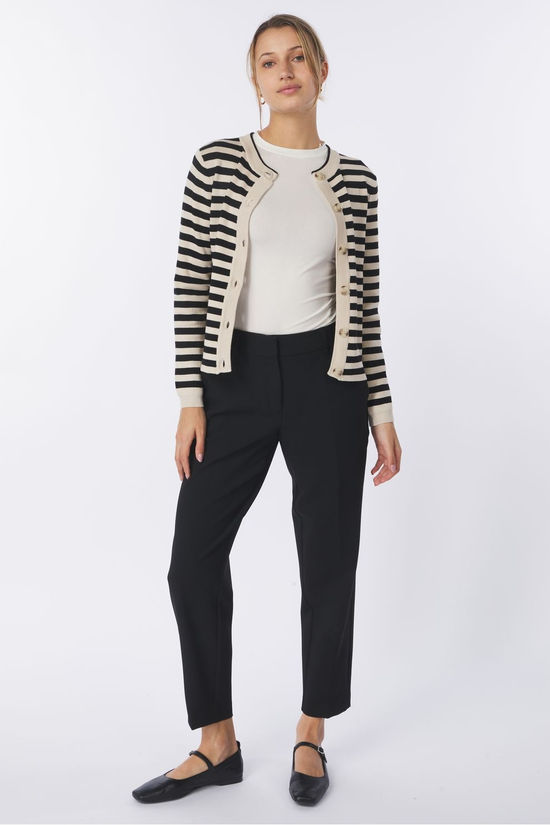 Object Cardigan Ester Sli Sandshell Stripe Black