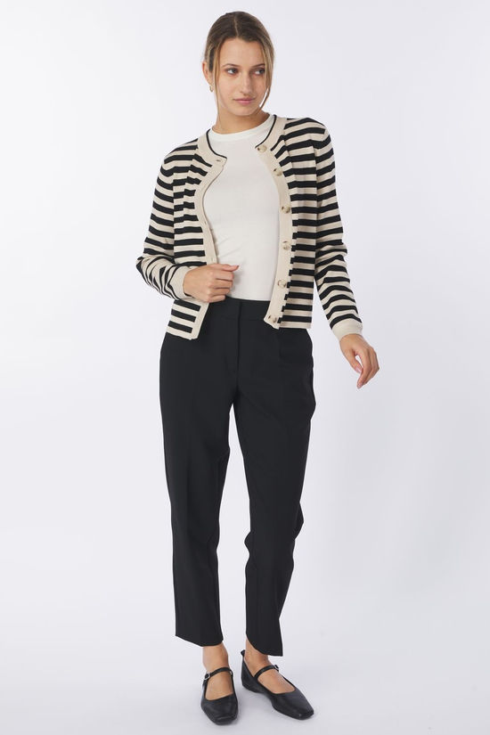 Object Cardigan Ester Sli Sandshell Stripe Black