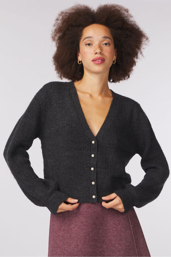 Ichi Cardigan Marin5 Black Melange