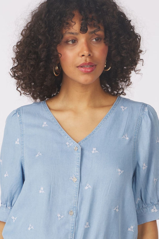 b.young Chemise Kosmo V Light Blue Denim Flower