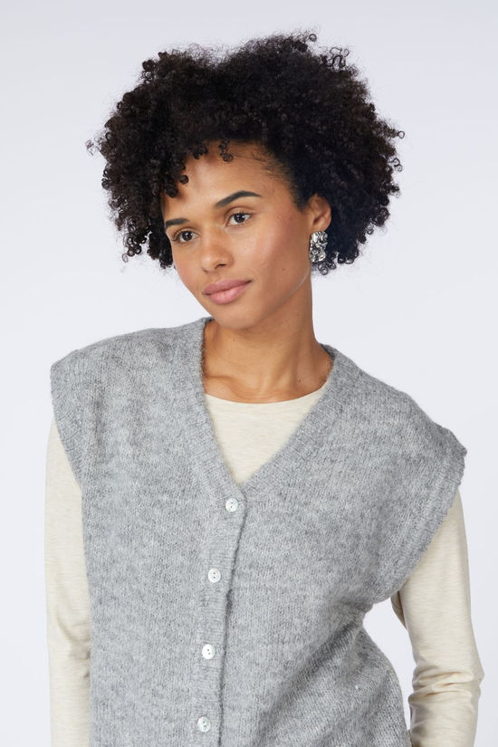 Ichi Cardigan Belablue Light Grey Melange