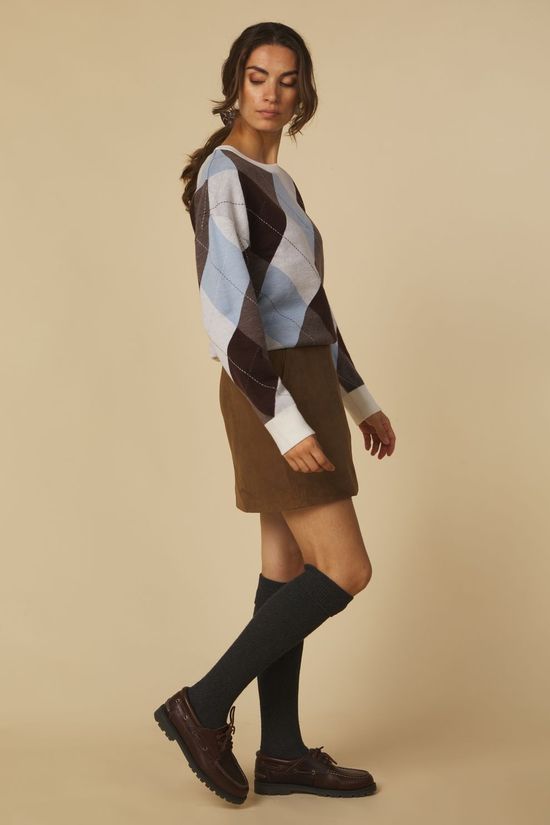 Selected Trui Slwthea Argyle Egret Pattern:Cashmere Blue+Demitasse+Delicioso Me