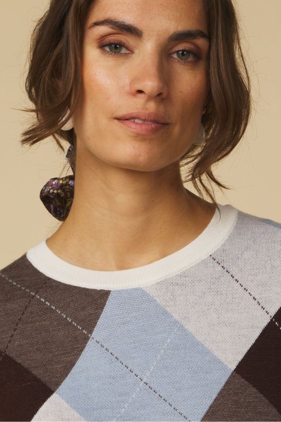 Selected Trui Slwthea Argyle Egret Pattern:Cashmere Blue+Demitasse+Delicioso Me