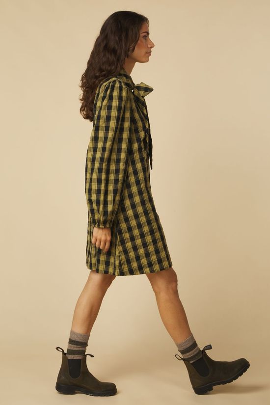 Yas Jurk Siera Black Boa Checks