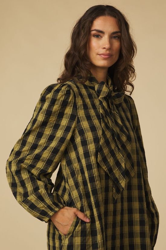 Yas Jurk Siera Black Boa Checks
