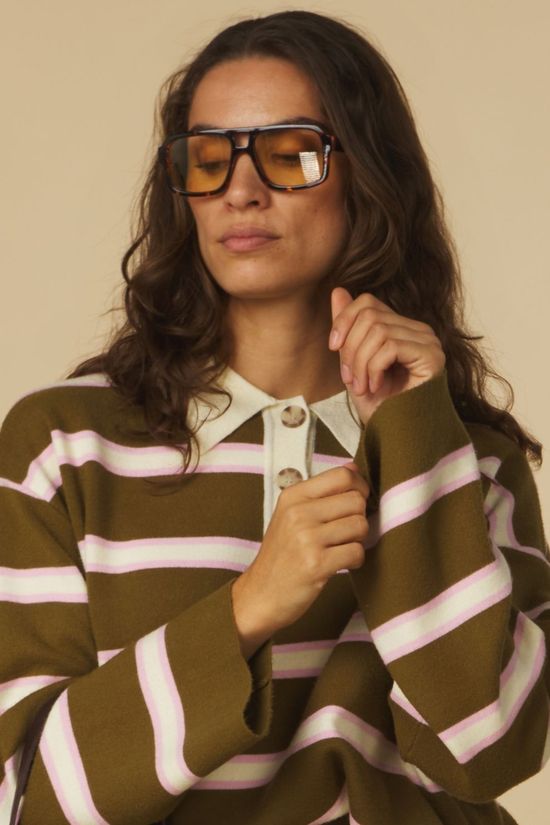 Yas Polo Isabelle Fir Green W. Stripes