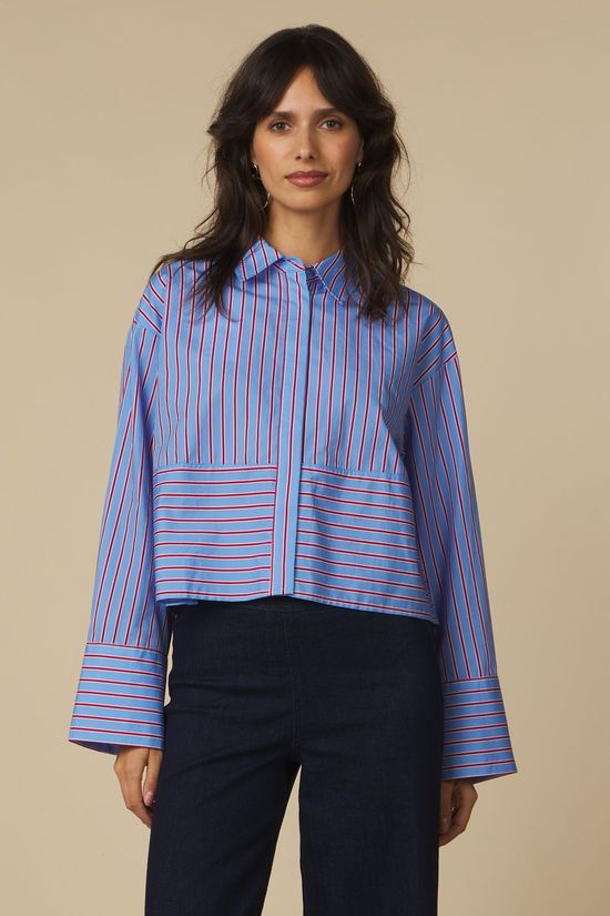 Yas Chemise Lee Vista Blue Goji Berry And Star White