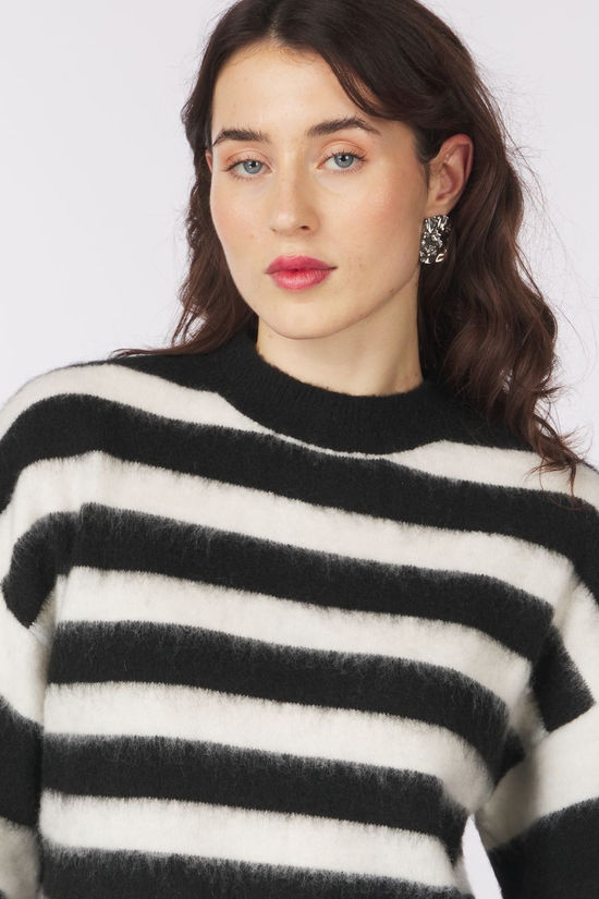 Another-Label Trui Becky Black White Stripe