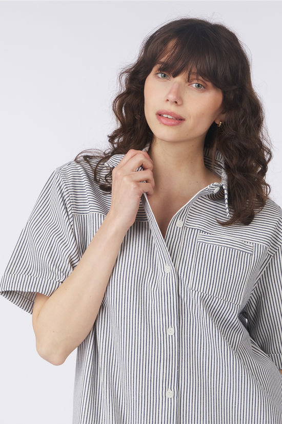 Another-Label Robe Saly White Navy Stripe