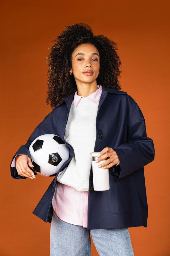 With Black Manteau Vaka Spring Midnight Blue