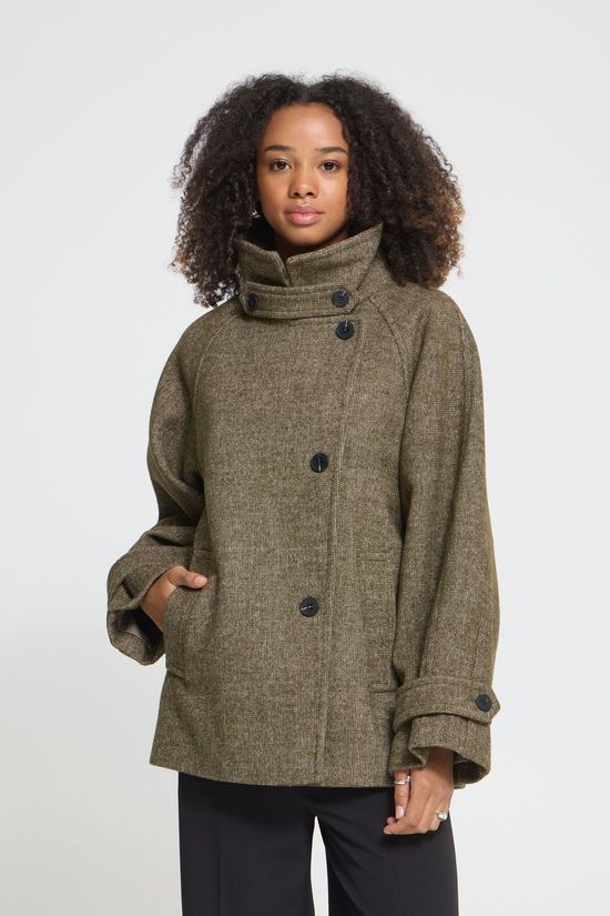 Ichi Manteau Gaziva Dusky Green Melange