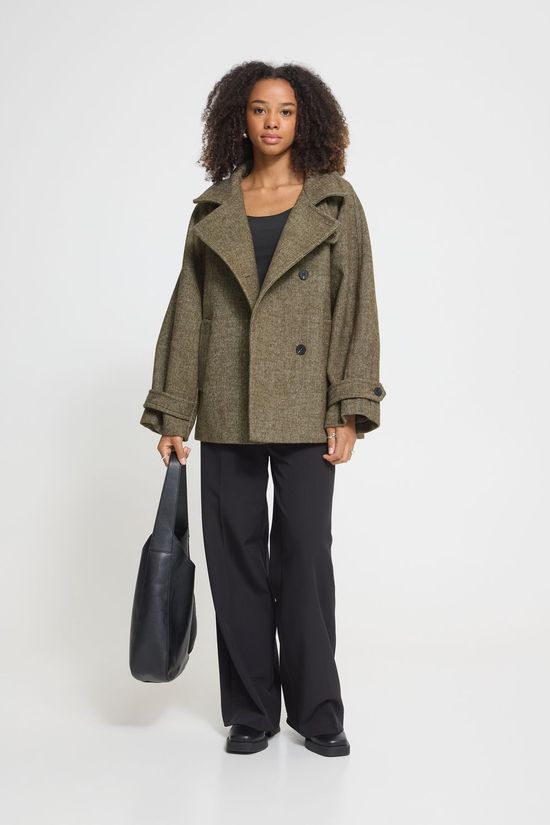 Ichi Manteau Gaziva Dusky Green Melange