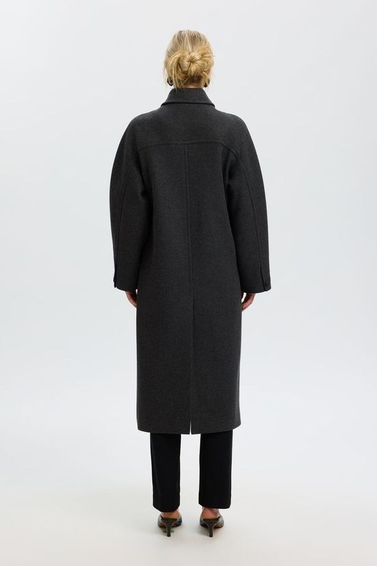 Selected Manteau Slwraey Manteco Coat Dark Grey Melange