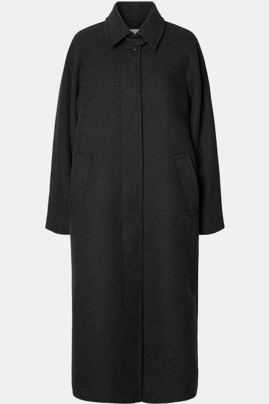 Selected Manteau Slwraey Manteco Coat Dark Grey Melange