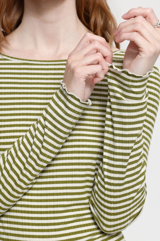Ichi T-Shirt Cella Calla Green / Cloud Dancer