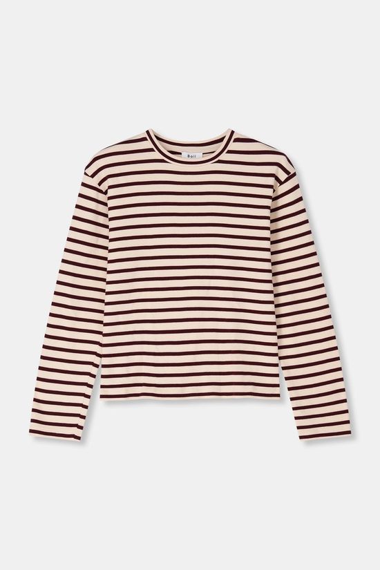 Boii Studios T-Shirt Nete Stripe Off White/Bordeaux
