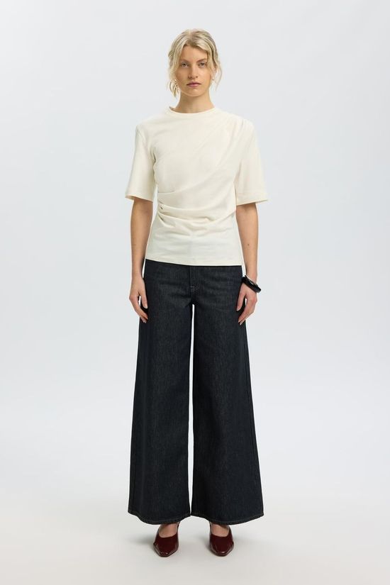 Selected T-Shirt Slwoline Light Twist Tee Egret