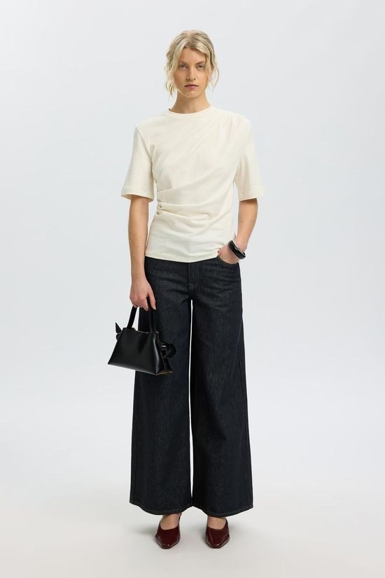 Selected T-Shirt Slwoline Light Twist Tee Egret