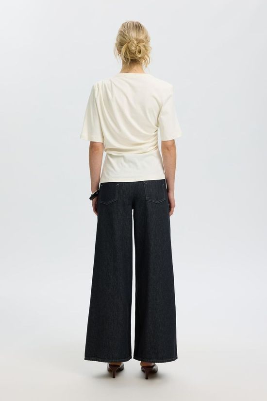 Selected T-Shirt Slwoline Light Twist Tee Egret