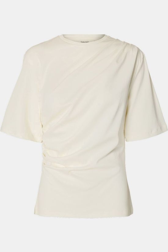 Selected T-Shirt Slwoline Light Twist Tee Egret
