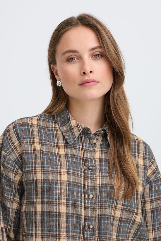 B.Young Hemd Fabrice Grey/Brown Check