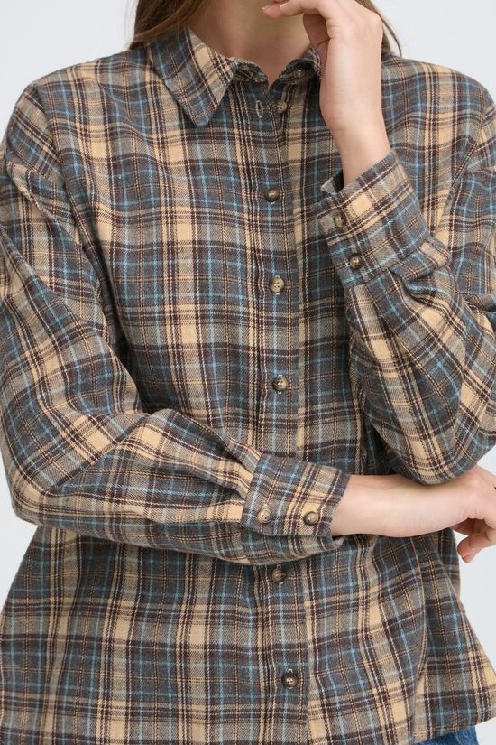 B.Young Hemd Fabrice Grey/Brown Check
